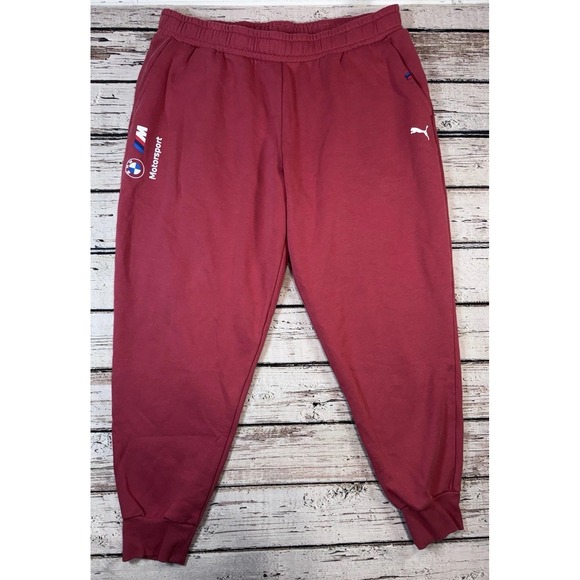 Puma BMW Motorsport Pants Sz XXL Sweatpants Fleece Joggers Dark Pink Collab - Picture 1 of 7